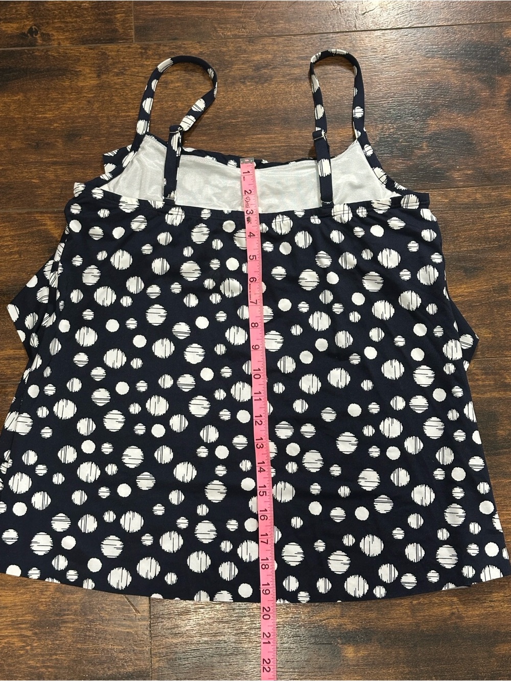 ✨MiracleSuit Navy Ruffle Layered Swim Top US 10 Polka Dot Like New🩱 - Picture 8 of 8